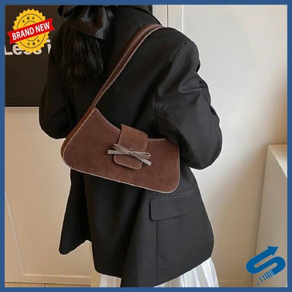 Patent Leather Hobo Bag with Bow, Shoulder Purse for Women - Picture 3 of 7